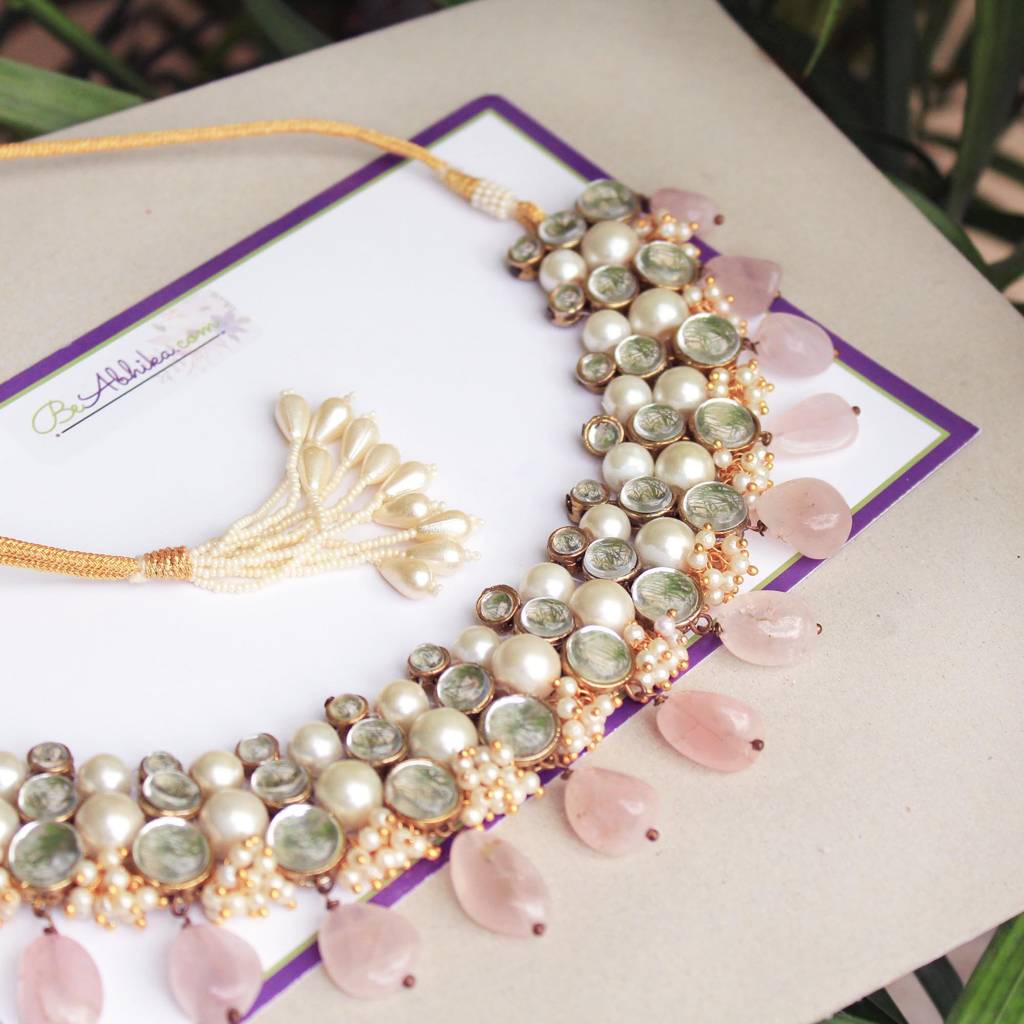 Rose Quartz Semi Precious Necklace : ACN035