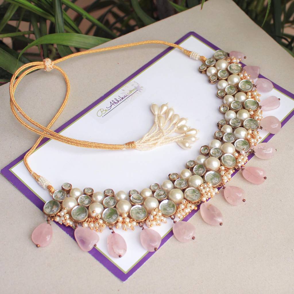 Rose Quartz Semi Precious Necklace : ACN035