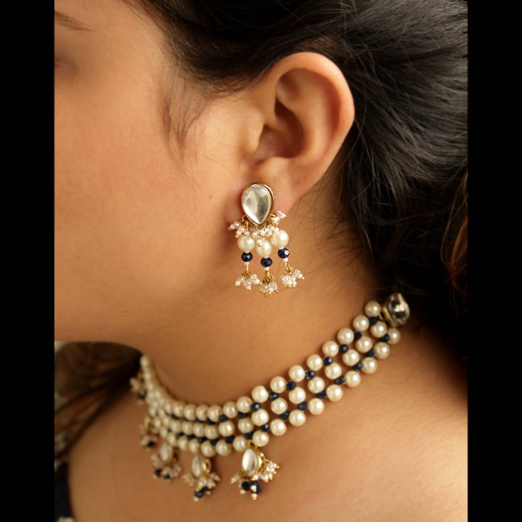 Pearl & Dangling Kundan Necklace Set : ACN050