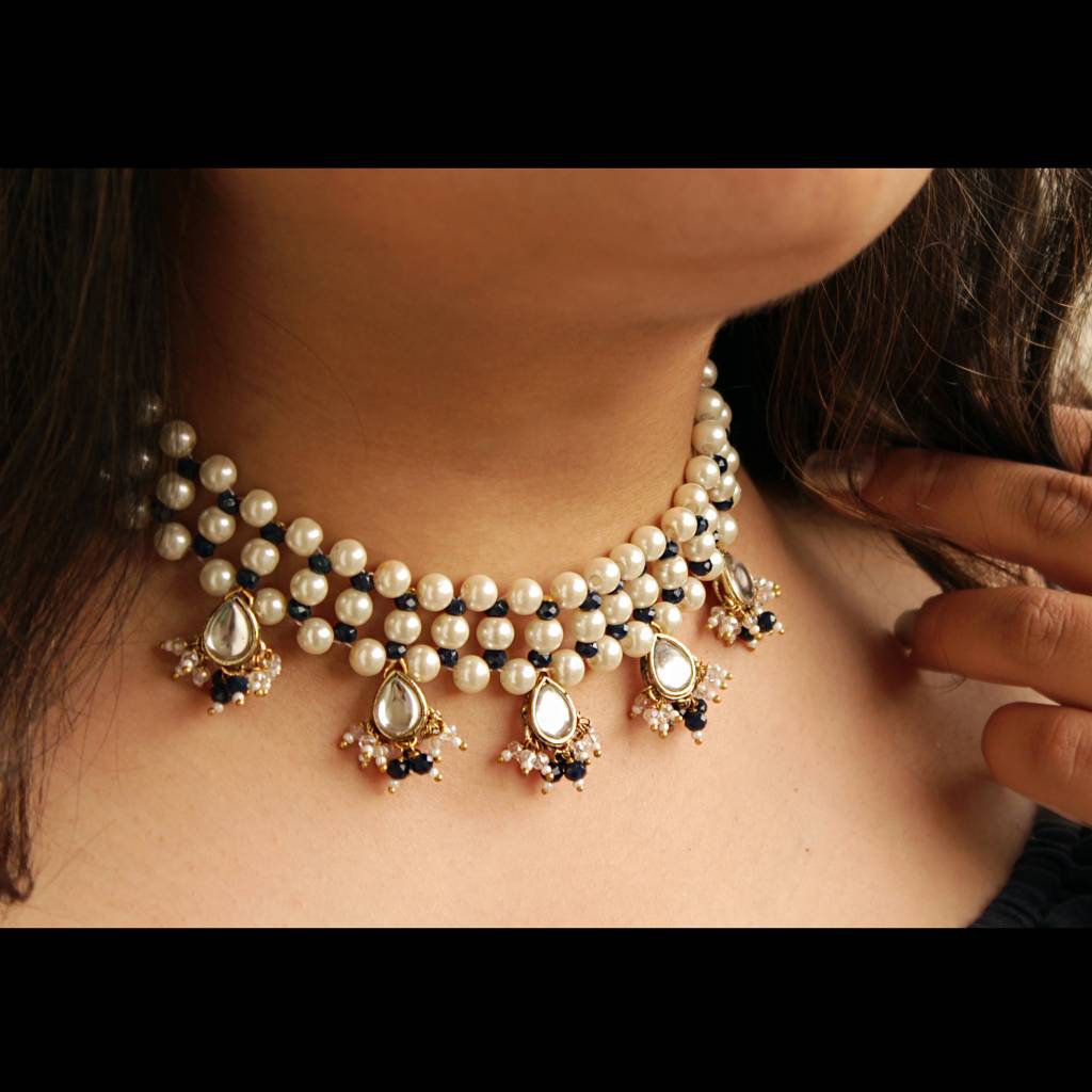 Pearl & Dangling Kundan Necklace Set : ACN050