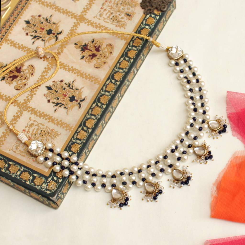 Pearl & Dangling Kundan Necklace Set : ACN050
