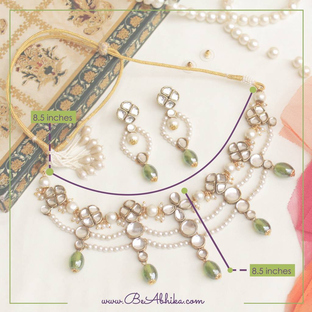 Semi Precious Beads & Kundan Necklace Set : ACN051