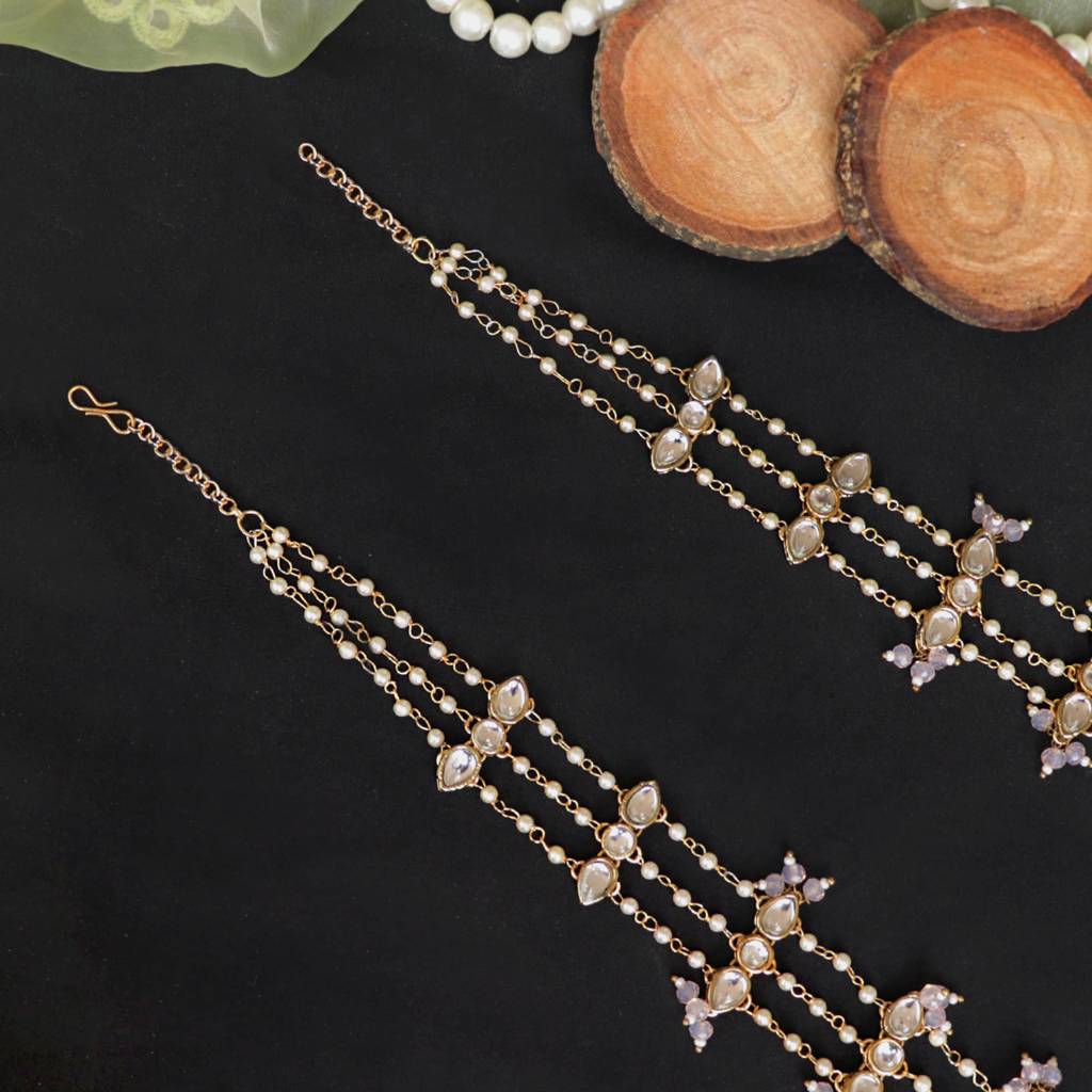 Pastel Pink Beads Kundan Necklace Set : ACN060