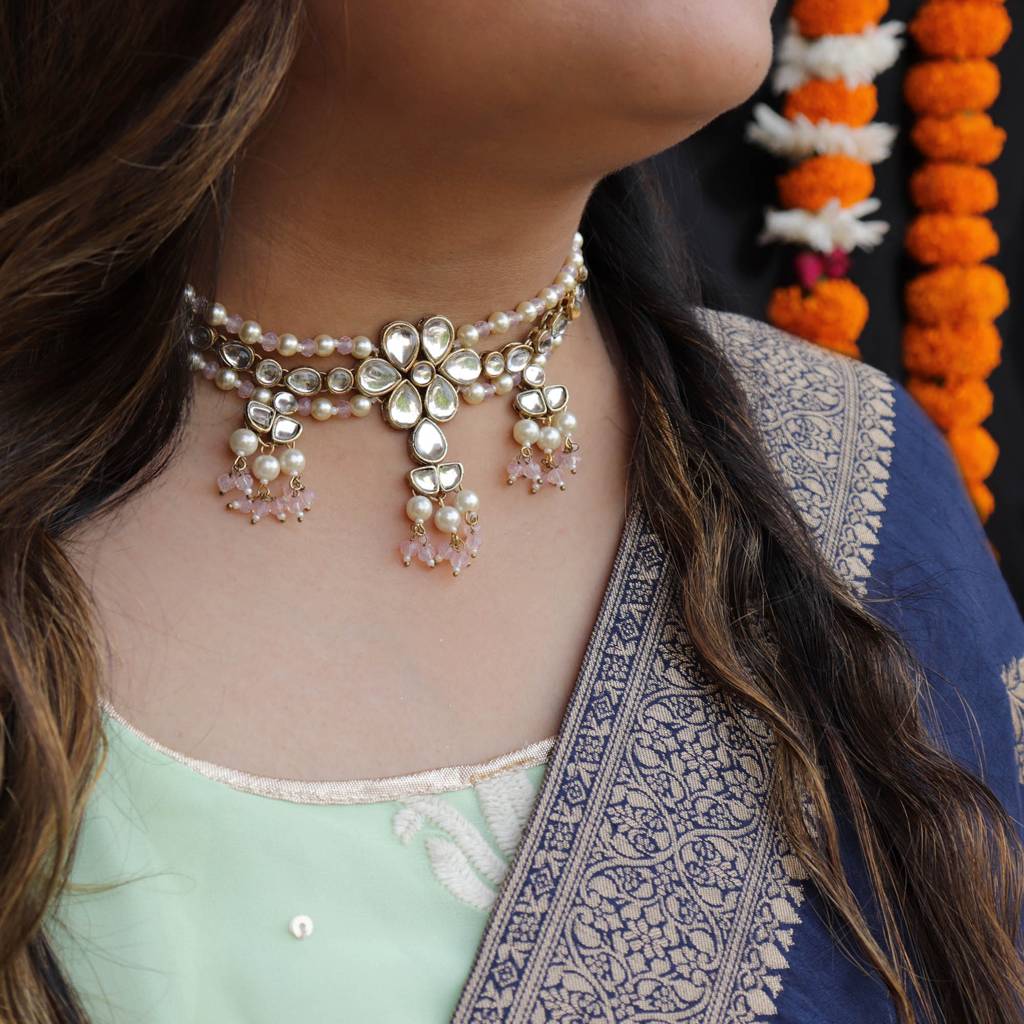Dual Tone Kundan Necklace Set : ACN063