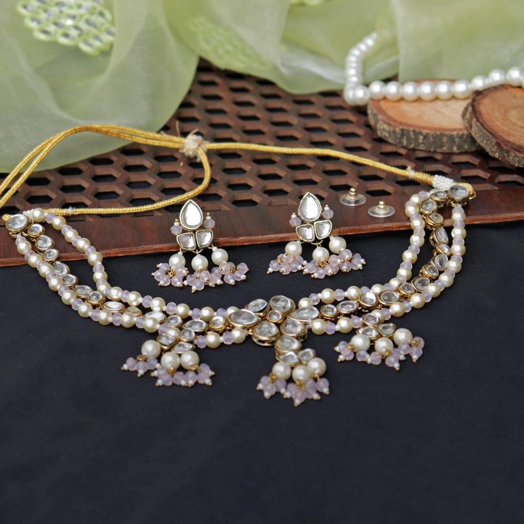 Dual Tone Kundan Necklace Set : ACN063