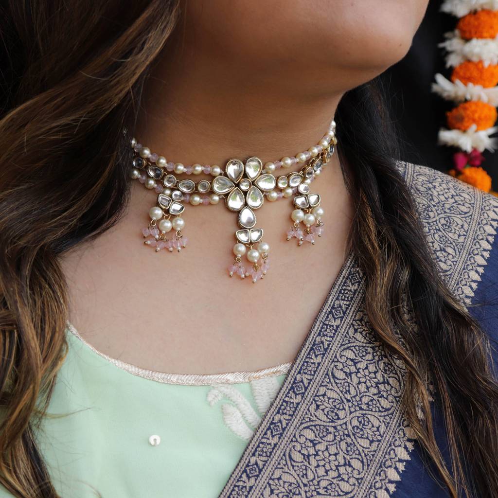 Dual Tone Kundan Necklace Set : ACN063