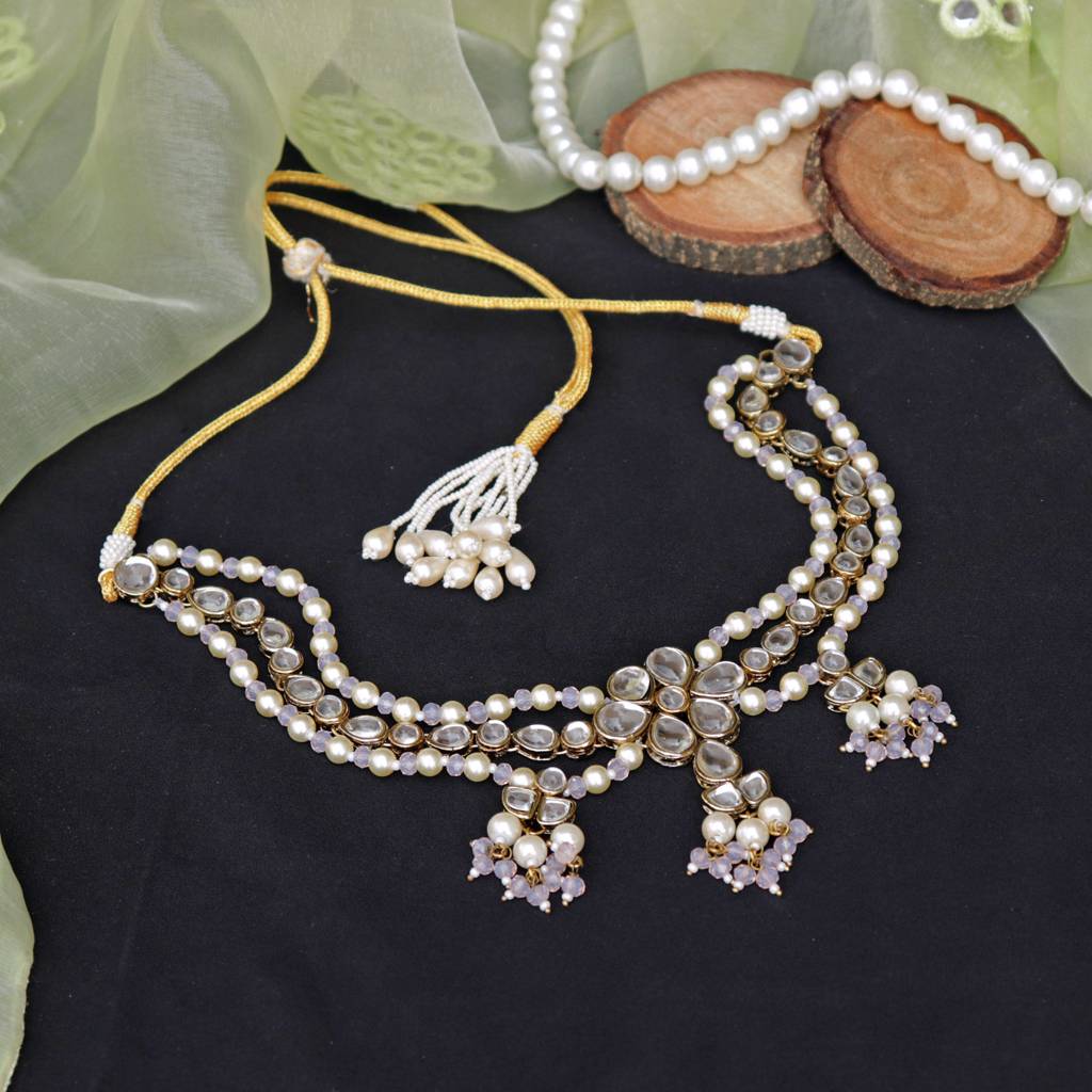 Dual Tone Kundan Necklace Set : ACN063