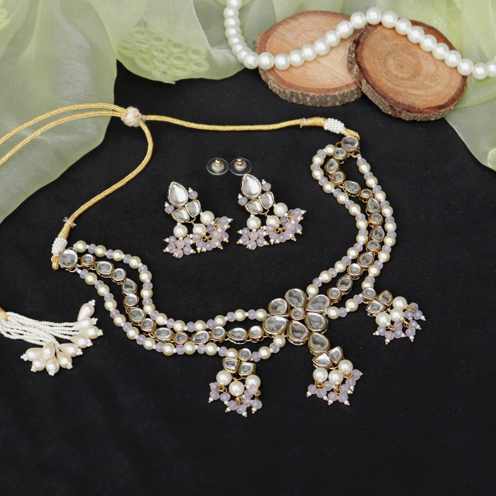 Dual Tone Kundan Necklace Set : ACN063