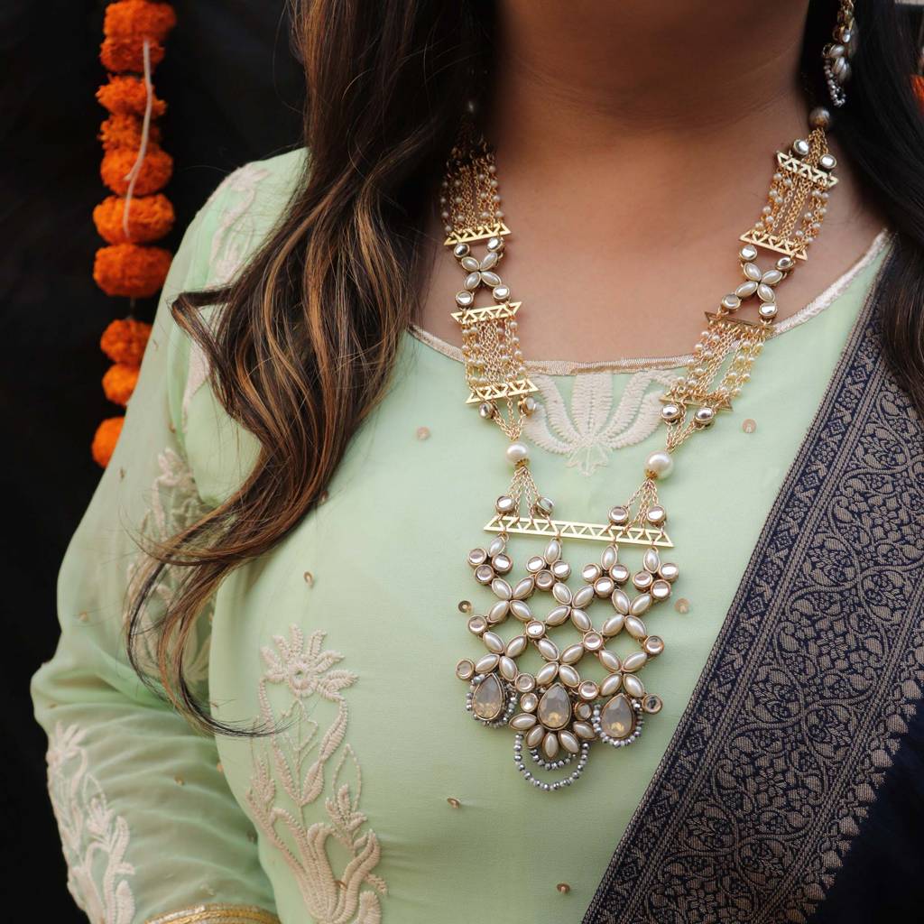 Celestial Kundan Long Necklace Set : ACN065