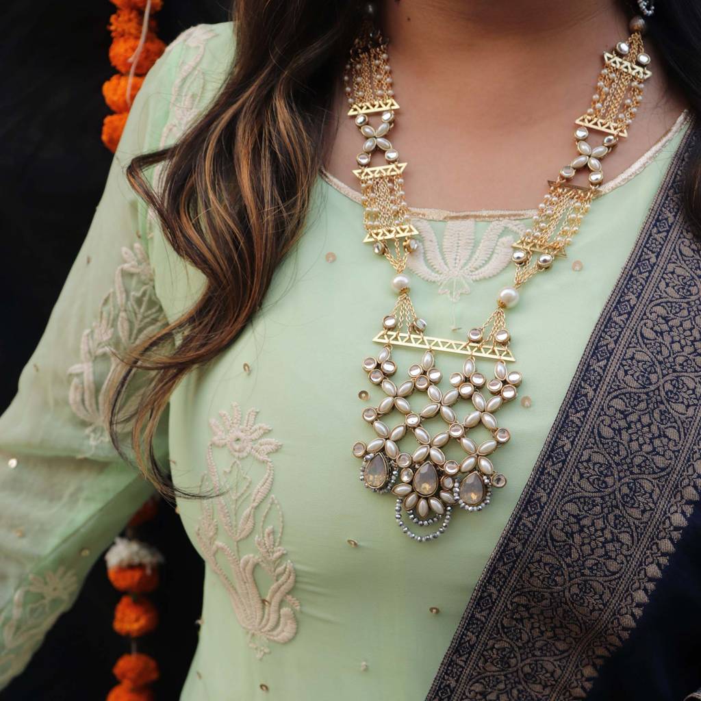 Celestial Kundan Long Necklace Set : ACN065