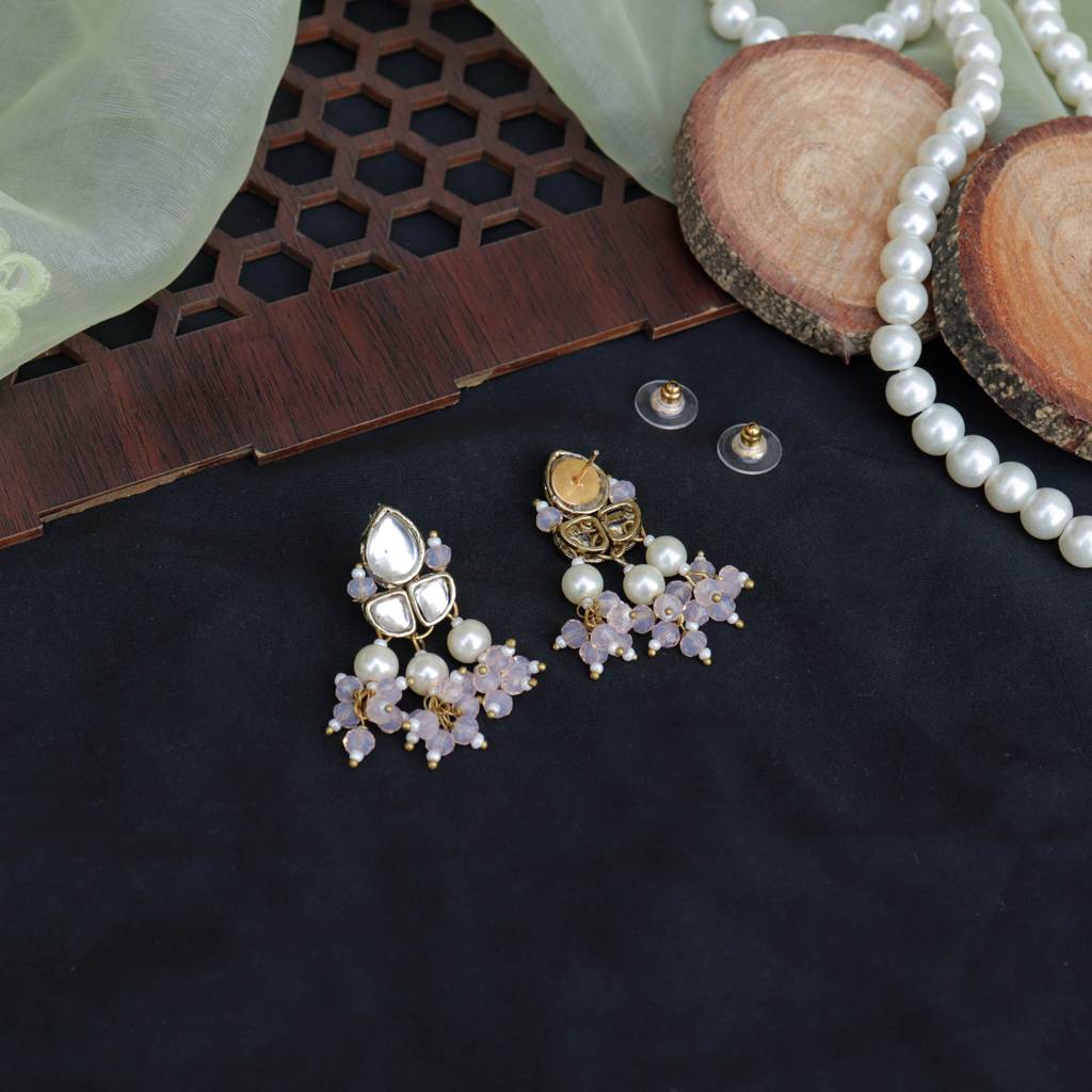 Pastel Pink Beads With Kundan Necklace Set : ACN066