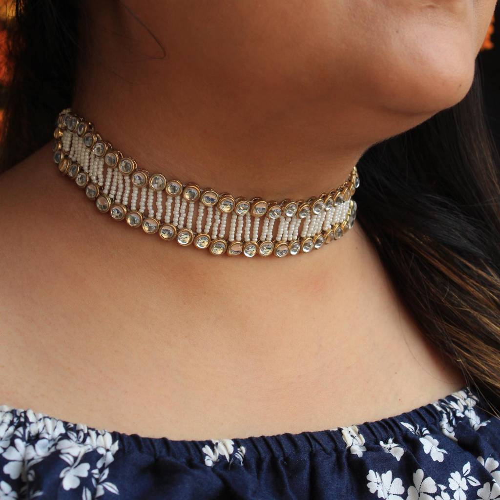 Graceful Pearl Kundan Choker : ACN073