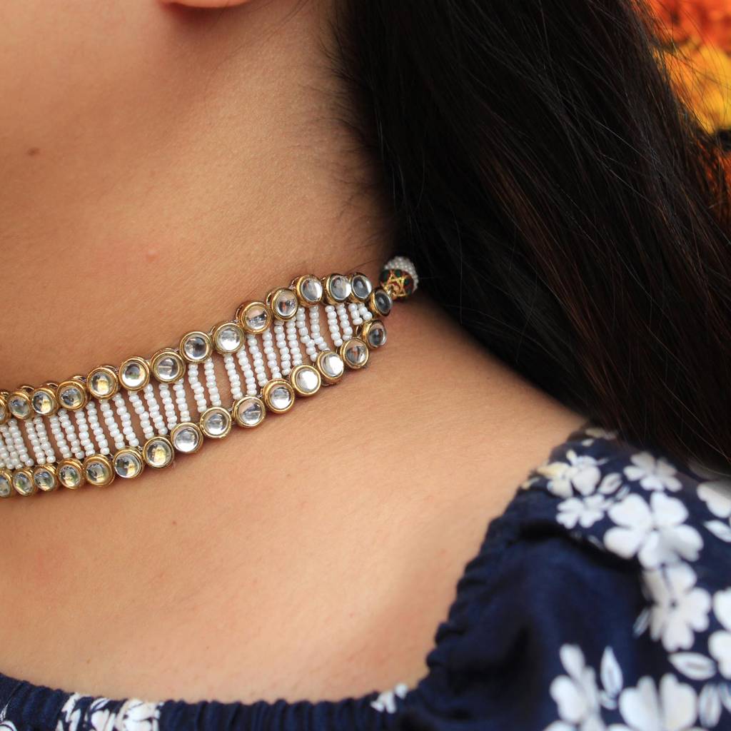 Graceful Pearl Kundan Choker : ACN073