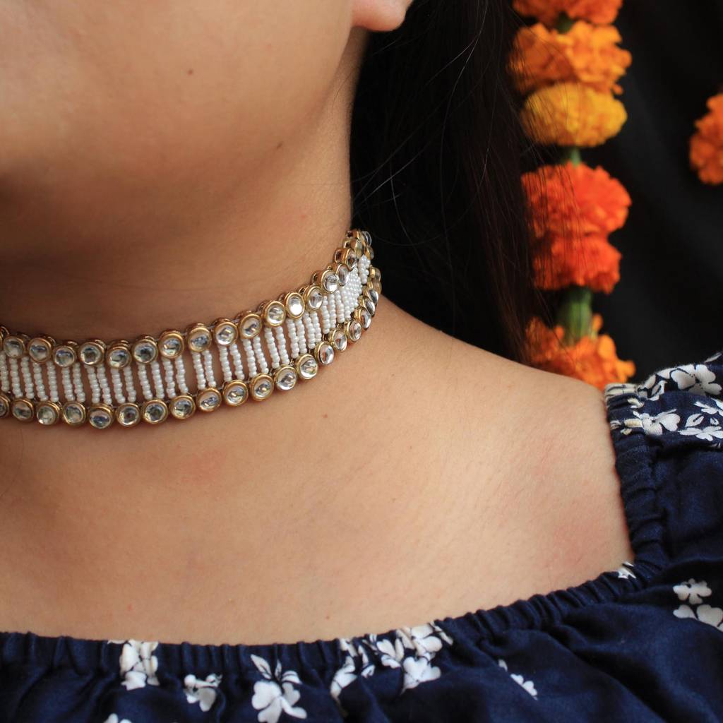 Graceful Pearl Kundan Choker : ACN073