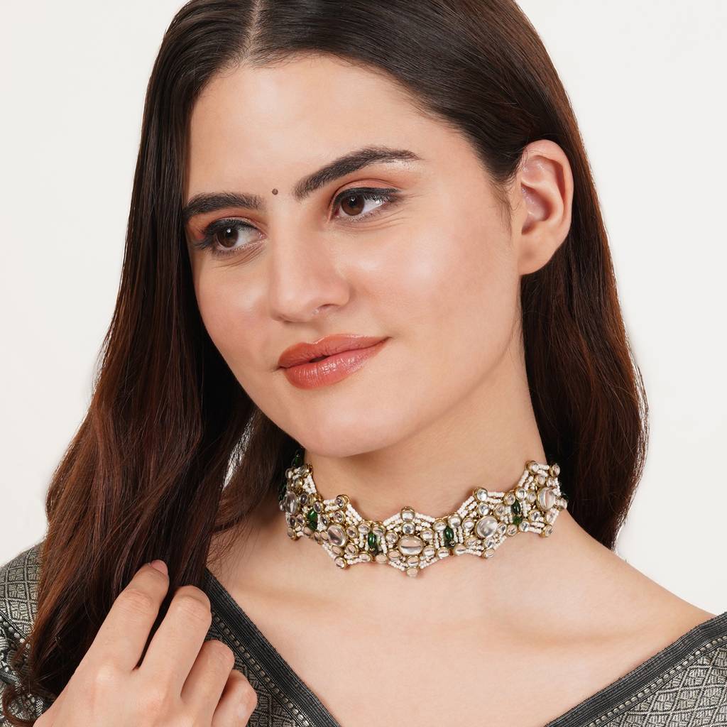 Ethereal Green Kundan Choker Necklace : ACN085