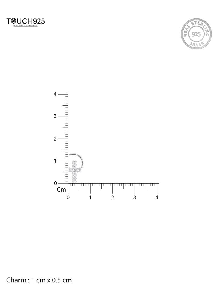 Cross Charm Silver Nose Pin In Silver Color : ACNP349