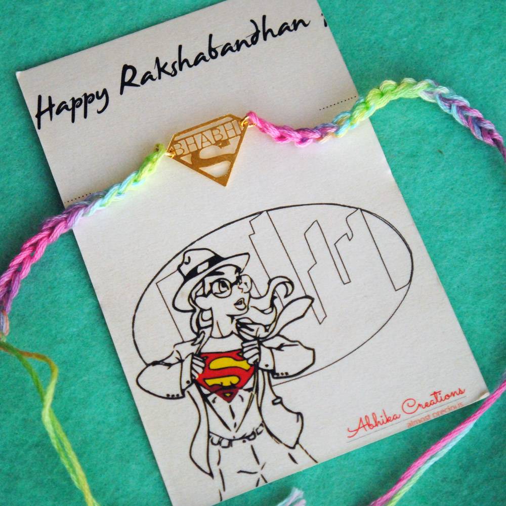 Eternz Certified Jewellery - Be Abhika Super Bhabhi Quirky Rakhi With Roli Chawal Capsules