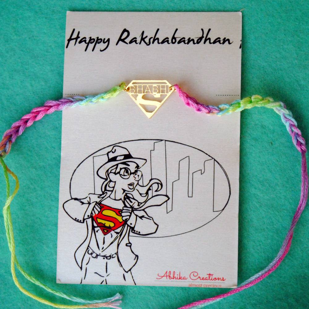 Super Bhabhi Quirky Rakhi With Roli Chawal Capsules : ACQR023-G