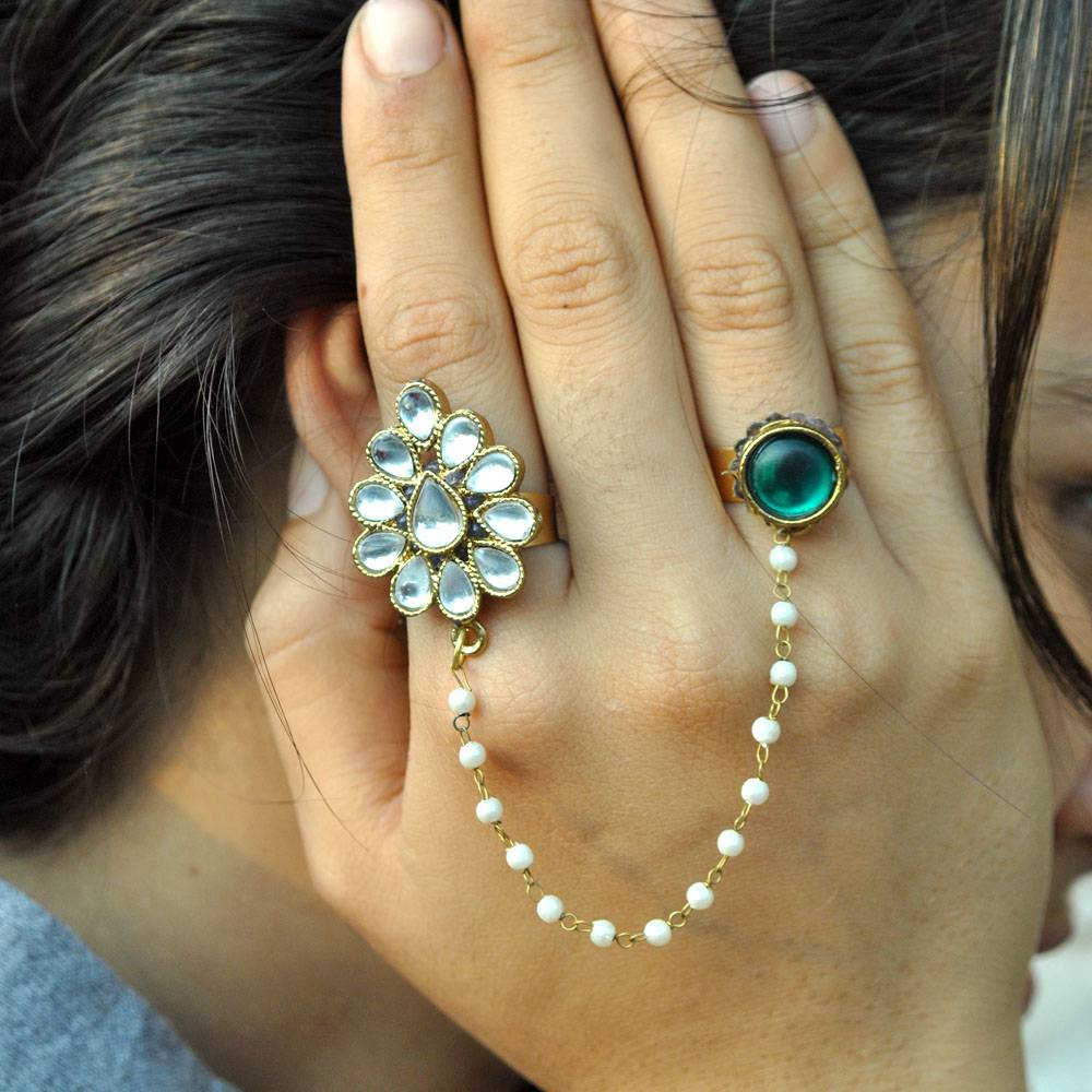 Dynamic Duo Two Finger Ring : ACR004GR
