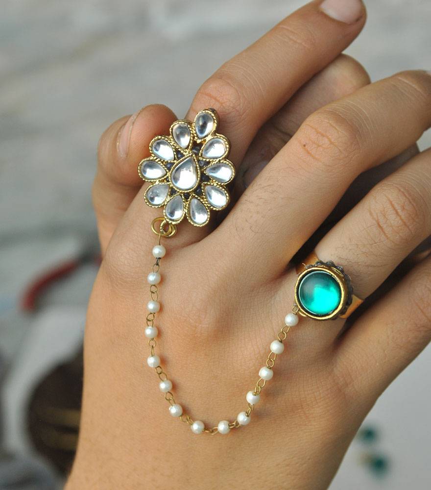 Dynamic Duo Two Finger Ring : ACR004GR