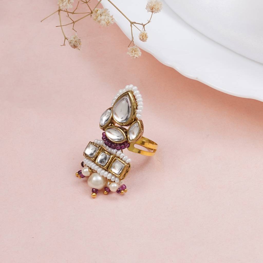 Divine Kundan Ring : ACR064-DPu