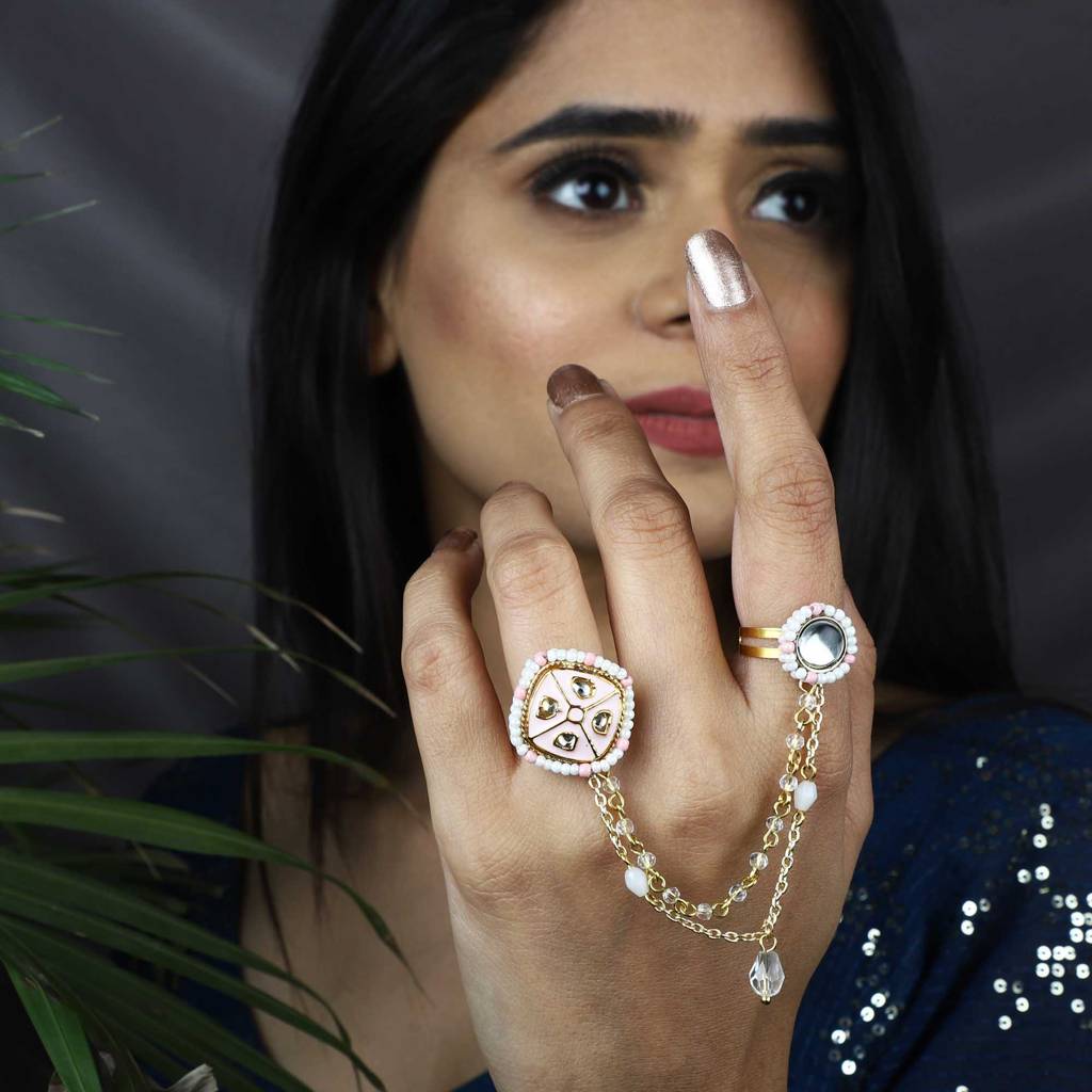 Enamelled Beauty Two-Finger Ring : ACR072