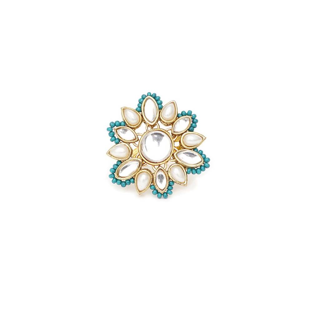 Adjustable Kundan Cocktail Ring : ACR075-Gr