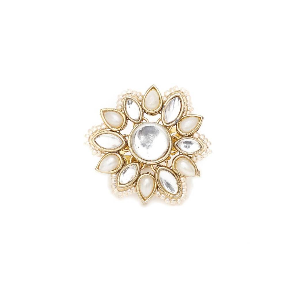 Adjustable Kundan Cocktail Ring : ACR075-OW