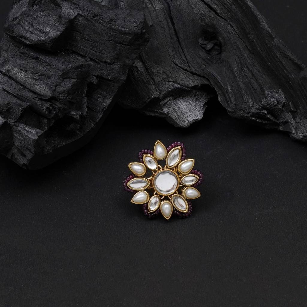 Adjustable Kundan Cocktail Ring : ACR075-Pu