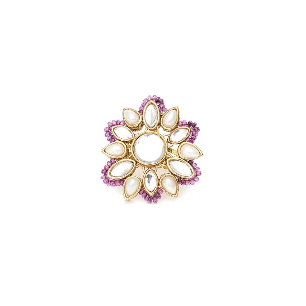 Adjustable Kundan Cocktail Ring : ACR075-Pu