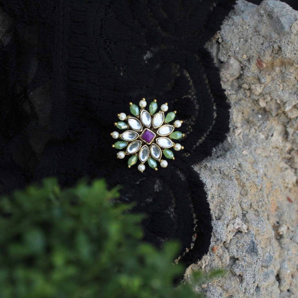 Pearl Twirl Green Ring : ACR502