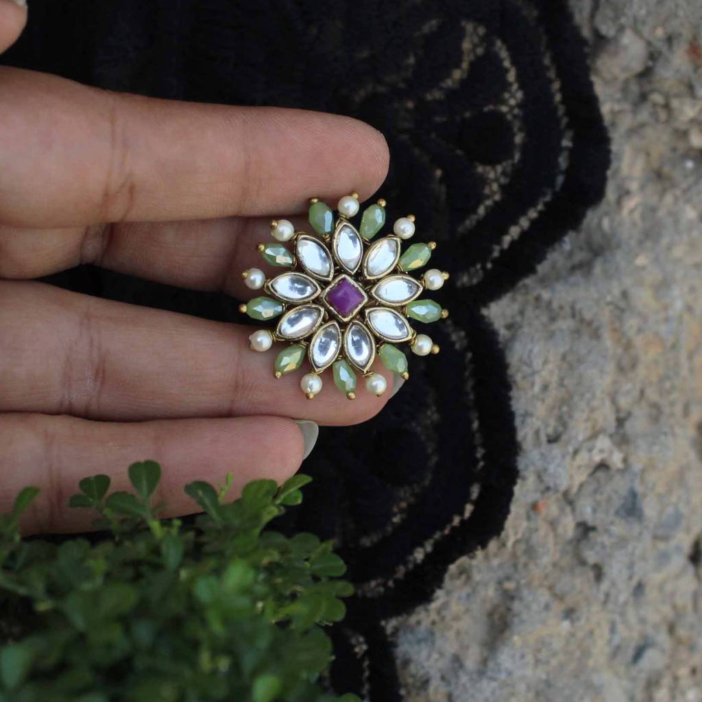 Pearl Twirl Green Ring : ACR502