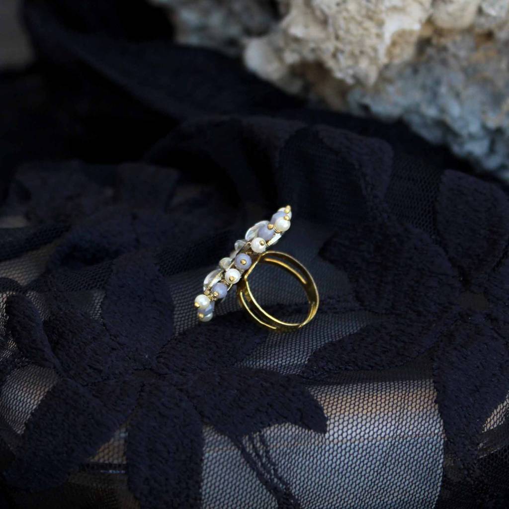Pearl Twirl Grey Ring : ACR508