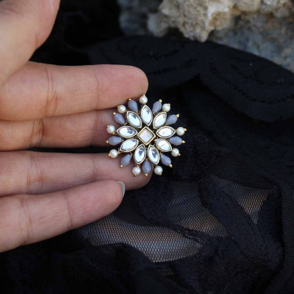 Pearl Twirl Grey Ring : ACR508