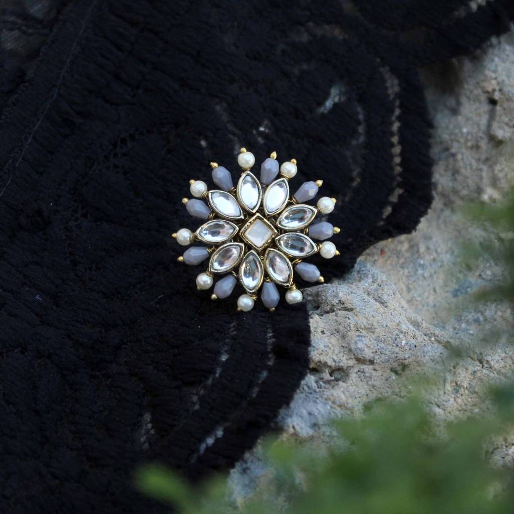 Pearl Twirl Grey Ring : ACR508