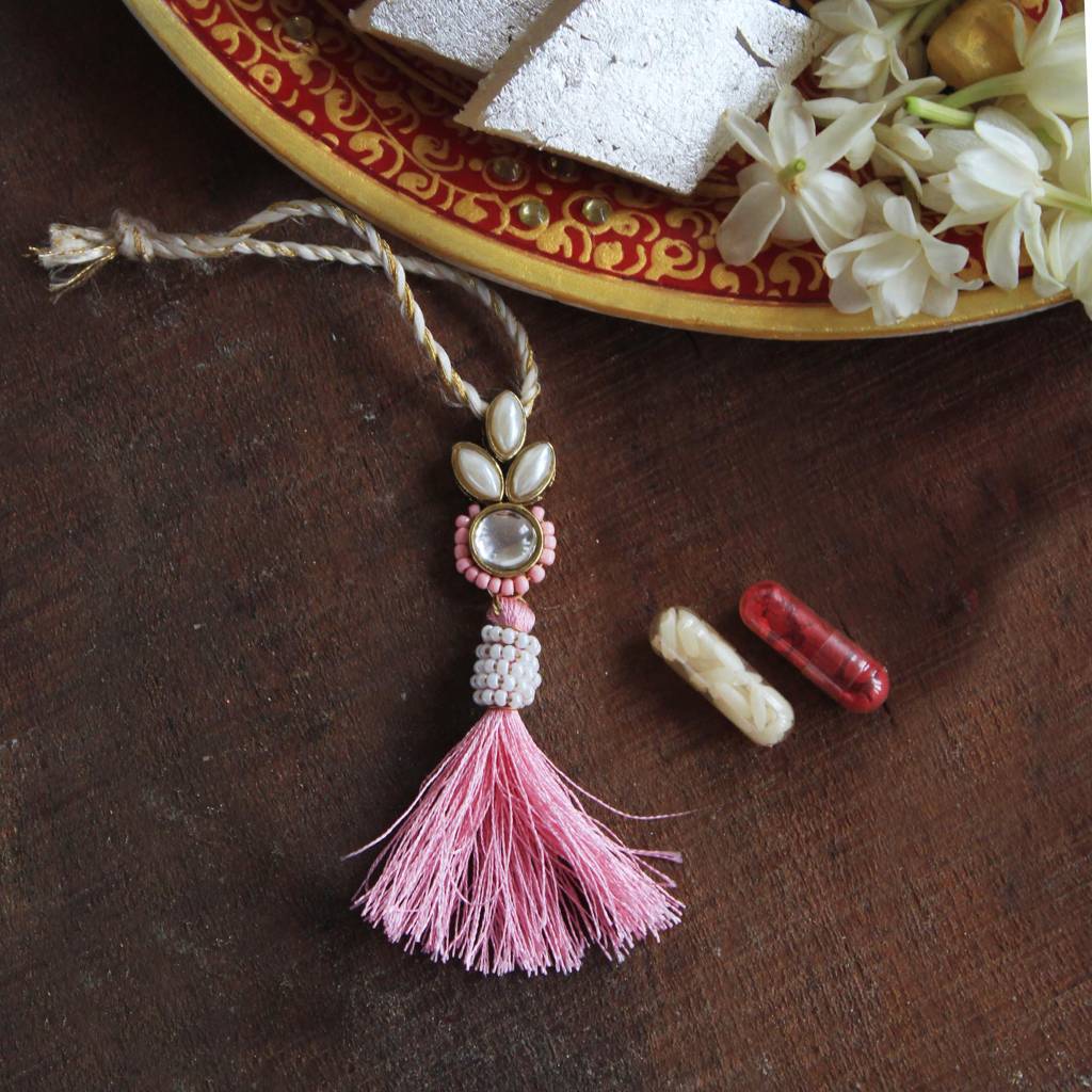 Blush Kundan Lumba With Roli Chawal : ACRL042