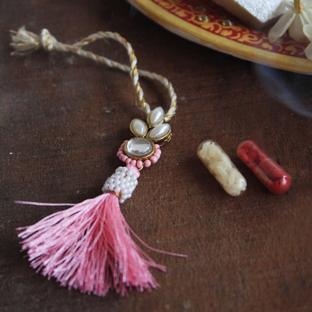 Blush Kundan Lumba With Roli Chawal : ACRL042