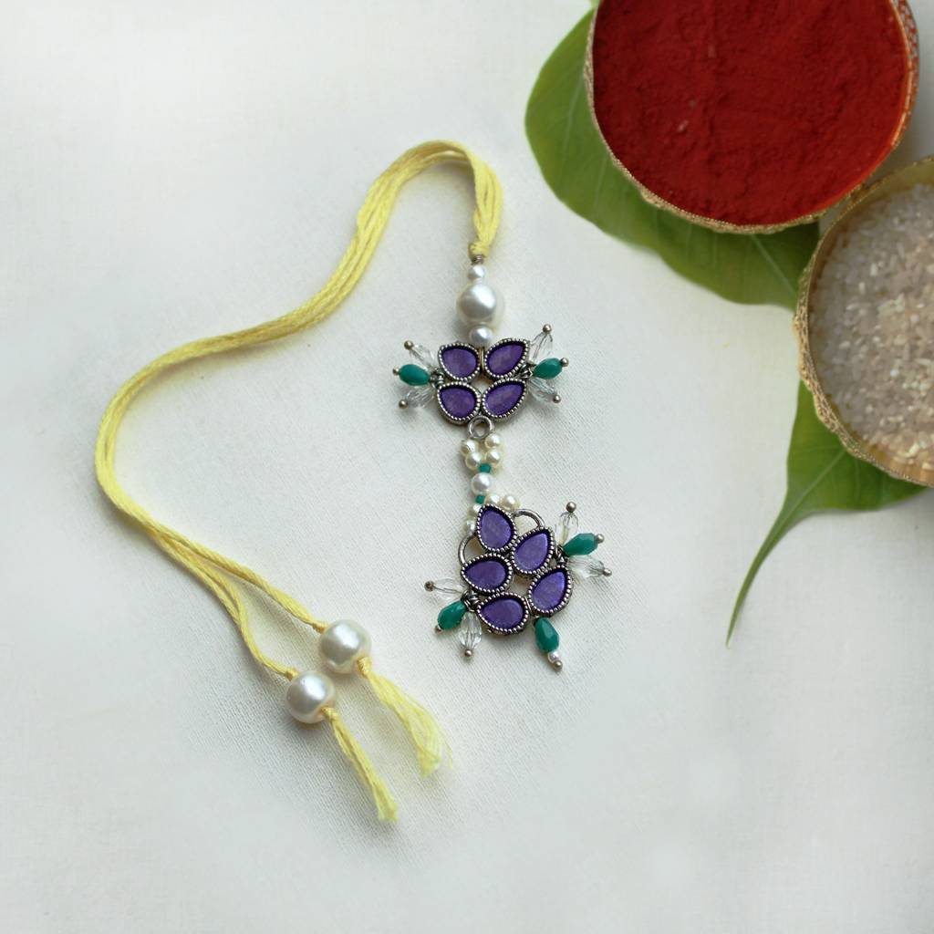 Purple Petal Vivid Vintage Bhabhi Lumba With Roli Chawal : ACRL071