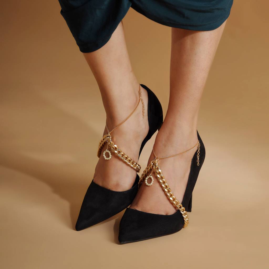 Pearl And Power Chain Heel Wrap - Set Of 2 : ACSA003