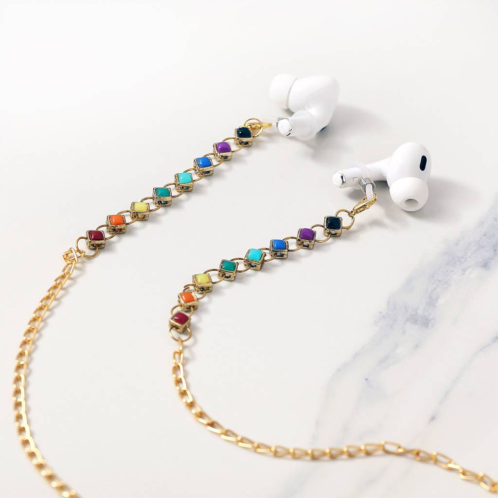 Multicolor Rainbow Spectacles/Air Pods Chain : ACSP007