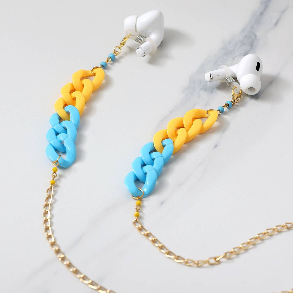 Minion Theme Blue & Yellow Spectacles/Air Pods Chain : ACSP008