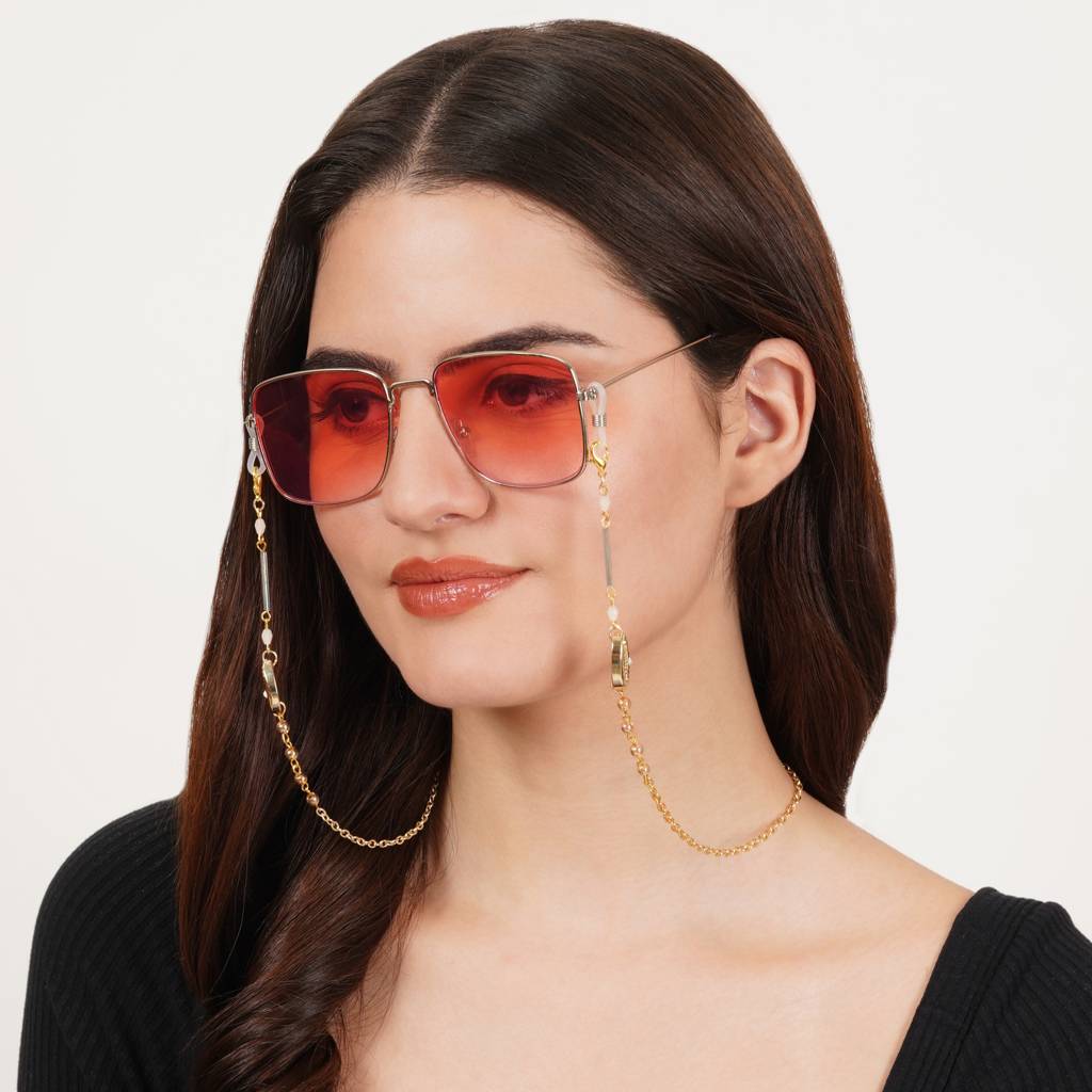 Blue Glass Tube Evil Eye Shell Spectacles/Air Pods Chain : ACSP014