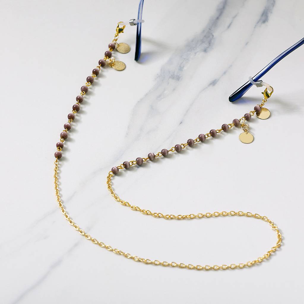 Lavender Beads With Golden Coins Spectacles/Air Pods Chain : ACSP016