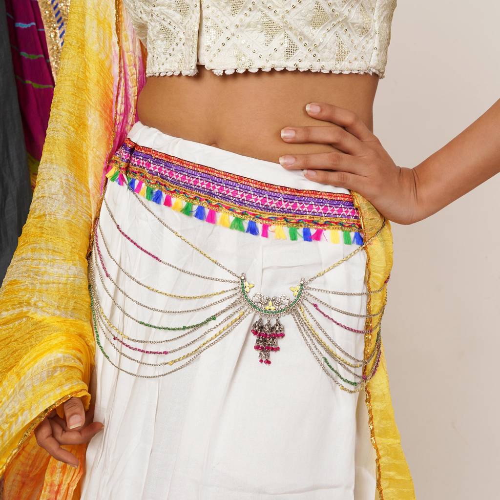 Oxidized Silver Multistrand Waistbelt With Beads : ACWB009