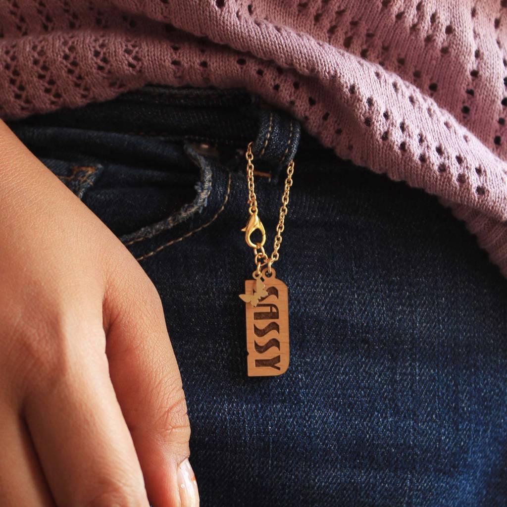 Sassy Wooden Engraved Watch Charmâ : ACWC026