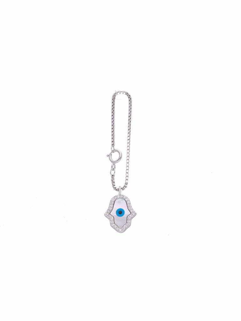 Sterling Silver Hamsa Zircon Watch Charm : ACWC34-S-NA