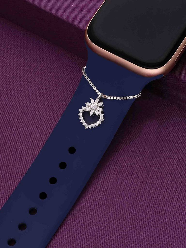 925 Silver Floral Love Heart Watch Charm : ACWC43-S-NA