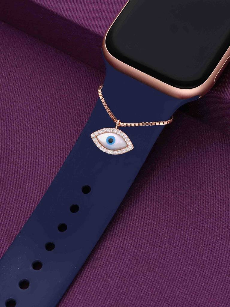 925 Silver Sparkling Evil Eye Watch Charm : ACWC44-RG-NA