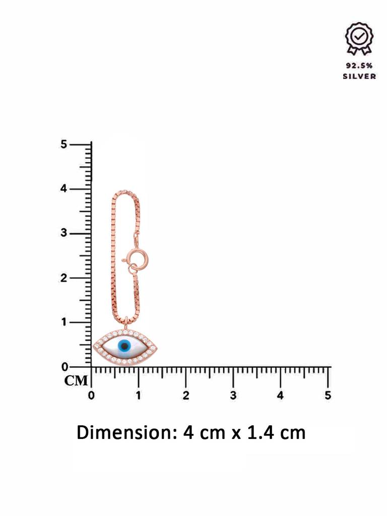 925 Silver Sparkling Evil Eye Watch Charm : ACWC44-RG-NA