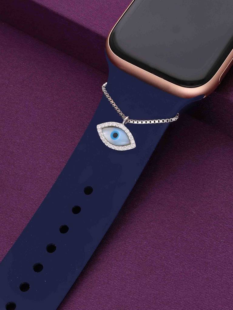 925 Silver Sparkling Evil Eye Watch Charm : ACWC44-S-NA